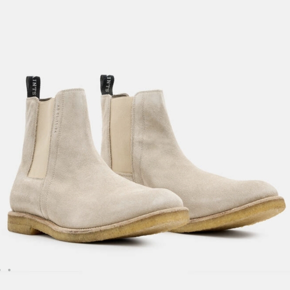 NWOB, All Saints Rhett suede Chelsea boots, size 40/US 7, sand gray - Picture 11 of 11